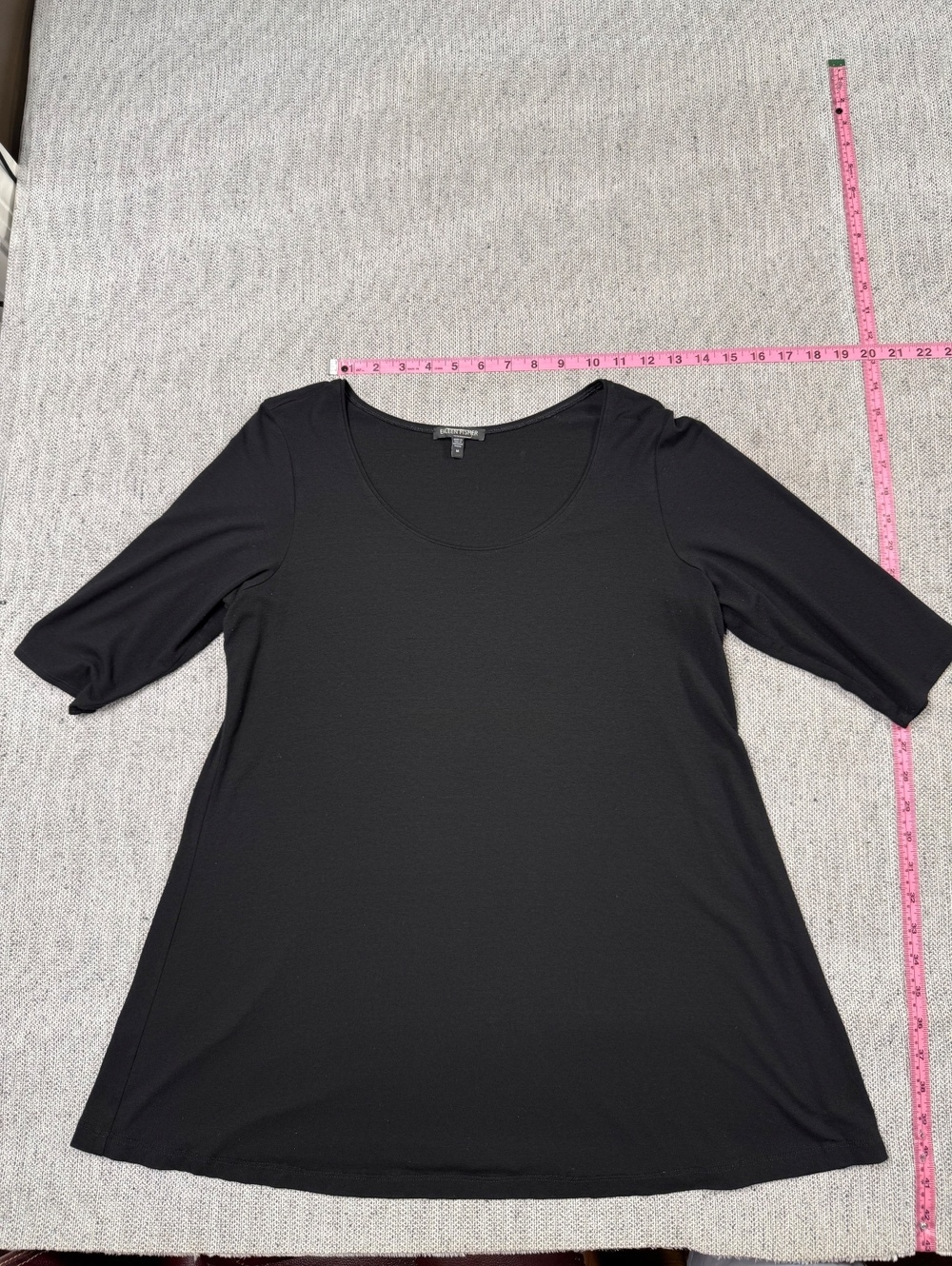 Eileen Fisher Black Scoop Neck Tunic Top, Size M